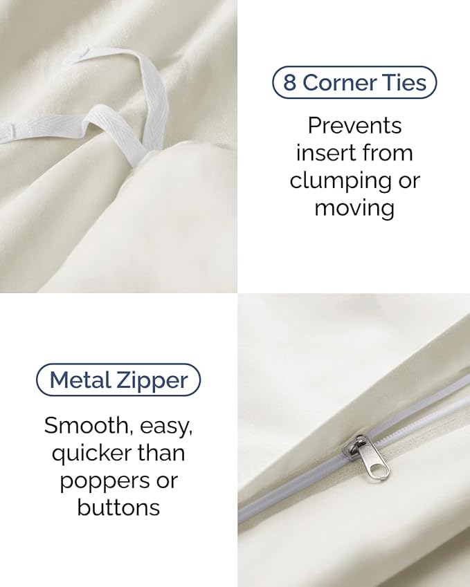 Duvet Cover Twin/Twin XL Size - 2 Piece with Zipper Closure - Ivory | Extra Soft, Breathable, Twin/Twin XL Duvet Cover 68" x 90" w/ 1 Pillow Sham, Zipper Closures & Ties, Women, Men, Kids & Teens