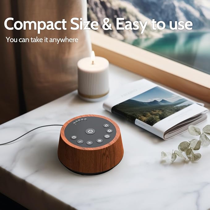 Color Noise Sleep White Noise Sound Machines 25 Soothing Sounds 32 Volume Levels 5 Timers and 4 Sound Categories Memory Function for Everyone, WOOD