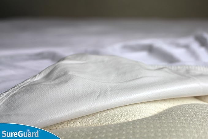SureGuard King Size Mattress Protector - 100% Waterproof, Hypoallergenic - Premium Fitted Cotton Terry Cover | Soft Noiseless Breathable Hypoallergenic Washable Mattress Pad, Stretchable Pockets fit Bed 6-20" Deep (Cotton Terry)