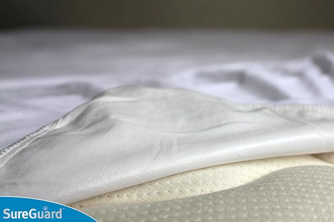 SureGuard Smooth Waterproof Mattress Protector, Cal King Mattress Cover | Soft Noiseless Breathable Hypoallergenic Washable Mattress Pad, Stretchable Pockets fit Bed 6-20" Deep (Smooth Cotton)