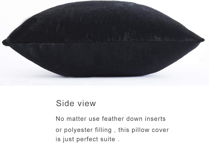 GIGIZAZA Black Velvet Decorative Throw Pillow Covers Cushion Cover Set of 4 Yellow Luxury Pillow Cases for Sofa (20x20inch(50x50cm)-4pcs, Black)
