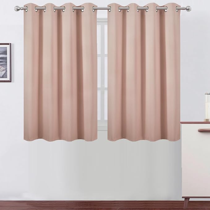 Blush Thermal Blackout Curtains/52 x 45 Inch/Set of 2 Panels Room Darkening Curtains