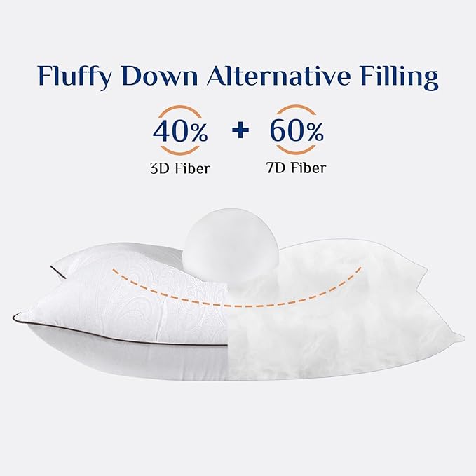 JOLLYVOGUE Pillows Standard Size Set of 4, Cooling Standard Pillow with Oeko-Tex Certified Down Alternative Filling for Side, Back, and Stomach Sleepers, Hotel Collection
