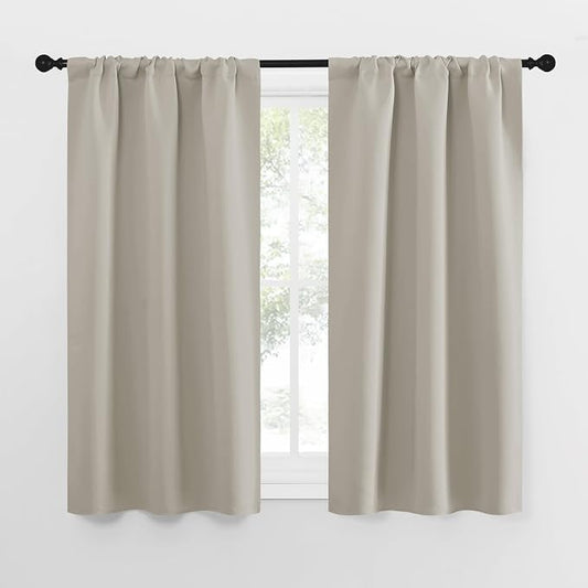 NICETOWN Blackout Curtains for Living Curtains, Room Darkening Window Curtain Panels, Easy-Care Solid Thermal Insulated Draperies/Drapes for Daughter Room (Natural, 2 Panels, 29 by 50)