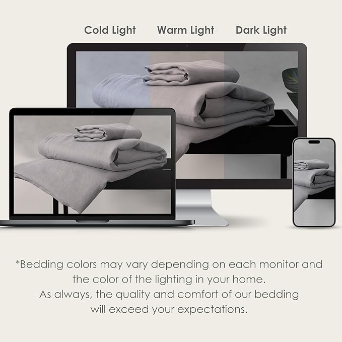 DAPU 100% French Linen Duvet Cover 3Pcs Set, 170GSM Linen Bedding, Full/Queen