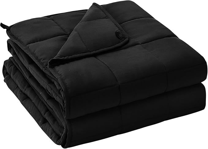 yescool Weighted Blanket for Adults (20 lbs, 48" x 72", Black) Cooling Heavy Blanket for Sleeping Perfect for 140-160 lbs, Twin Size Breathable Blanket with Premium Glass Bead, Machine Washable