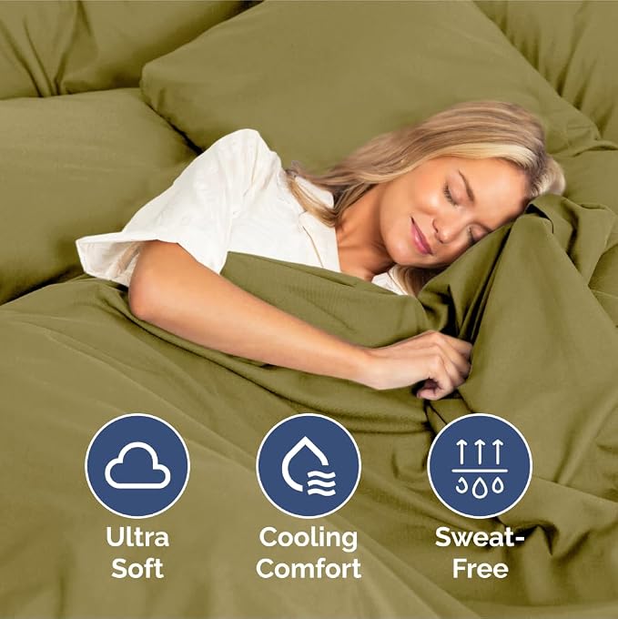 King Size 4 Piece Sheet Set - Ultra Soft & Cooling Sheets - Olive Yellow | Fits 8 Inch to 16 inch Mattress, Wrinkle Free & Fade Resistant with Deep Pockets, Breathable, Comfy Hotel Luxury Bedding