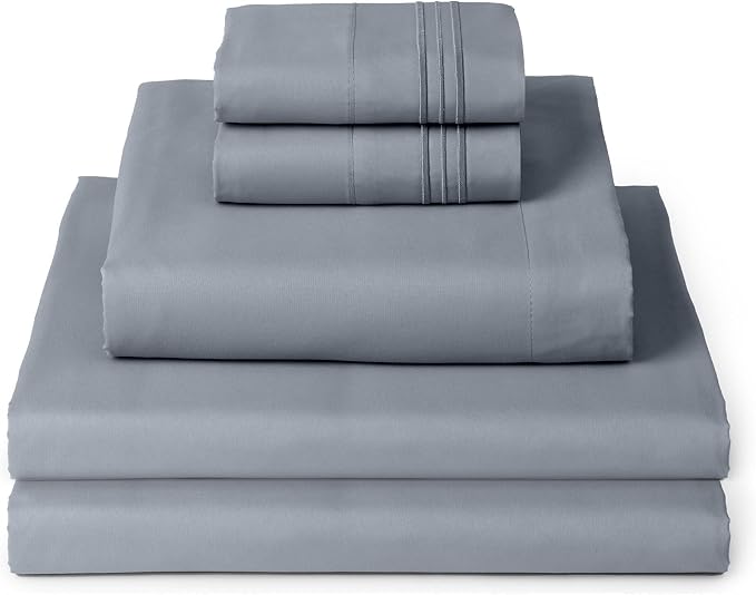 Mellanni Iconic 5-Piece, Ultra Soft Sheet Set (Split King, Mineral Gray) | 10M+ Sleepers. Lab-tested: Sleeps Cool, Stays Bright, Strong, Smooth. Good Housekeeping Best Bedding, 7 yrs running.