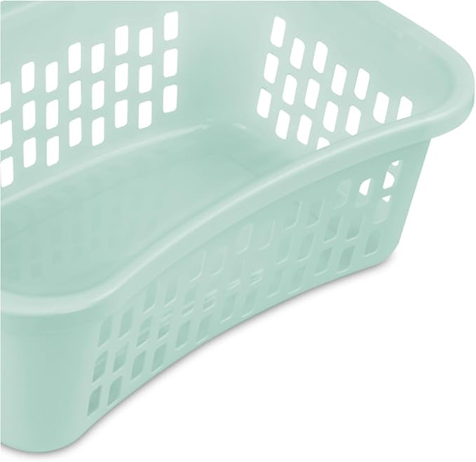 Sterilite 24 Pack HipHold Laundry Basket, Plastic Rectangle Clothes Hamper with Comfort Grip Handles & Reinforced Rim, 1.5 Bushel Capacity, Mint