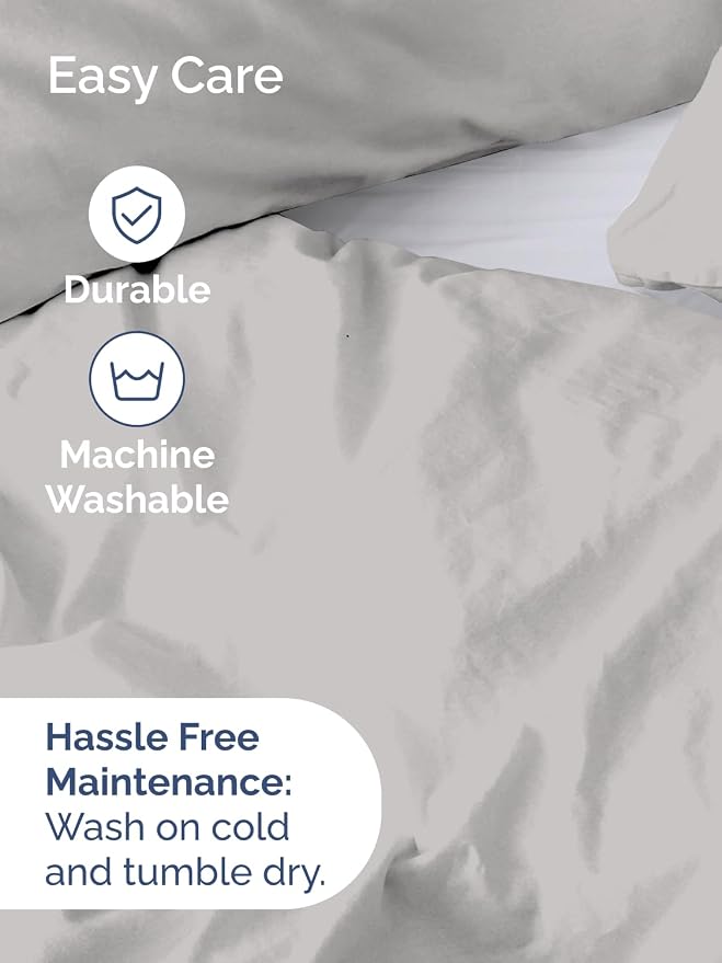 Duvet Cover Queen Size - 3 Piece with Zipper Closure - French Grey | Extra Soft, Breathable, Queen Duvet Cover 90" x 90" with 2 Pillow Shams, Zipper Closures & Ties, Women, Men, Kids & Teens