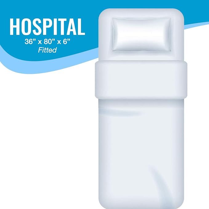 DMI Waterproof Mattress Protector and Cover, Contoured Fitted Sheet Fit, Hospital Bed, White, 36x80x6 Inch (Pack of 4)