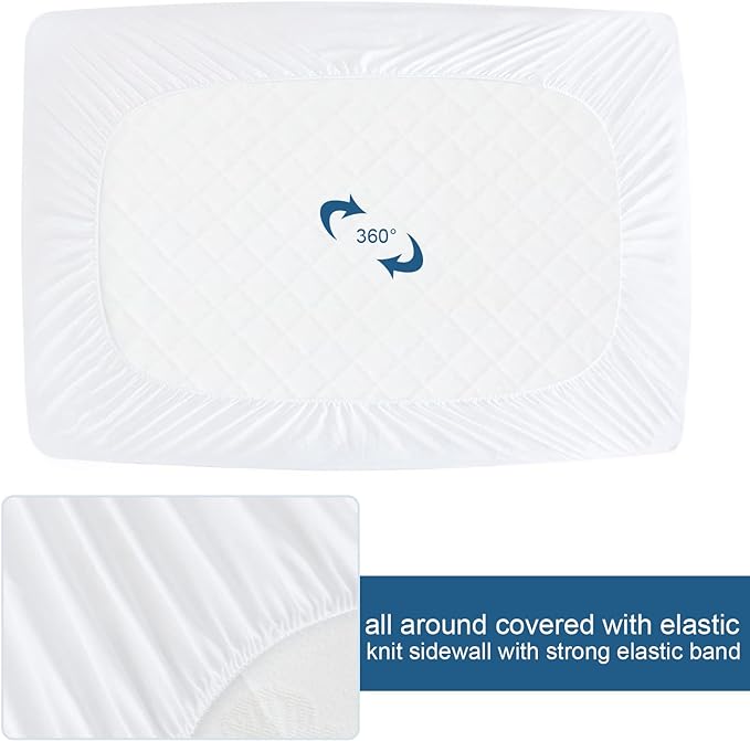 Twin XL Size Mattress Protector Waterproof,Absorbent Fitted Sheet | up to 14" Deep Pocket,Mattress Cover Twin Extra Long Size Bed Sheets,Terry Machine Wash Protection Mattress Protector,2 Pack