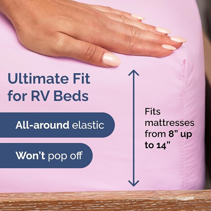 Short Queen Size 4 Piece Bed Sheet Set - RV Short Queen Sheets - Light Pink | Ultra-Soft, Breathable & Cooling Bed Sheets Set with Deep Pockets, Hotel Luxury Bedding for Women & Men, Wrinkle & Fade Free