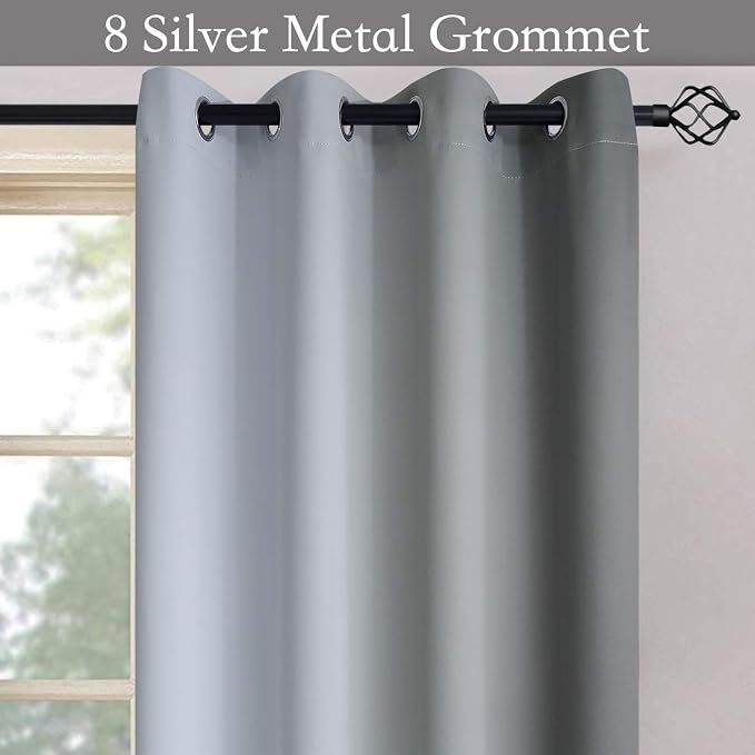 SimpleHome Ombre Grey to Grey White Curtains for Living Room 52Wx72L | Room Darkening Curtains for Bedroom,Gradient Light Blocking Curtain,Thermal Insulated Grommet Window Drapes,2 Panels,72 Inch