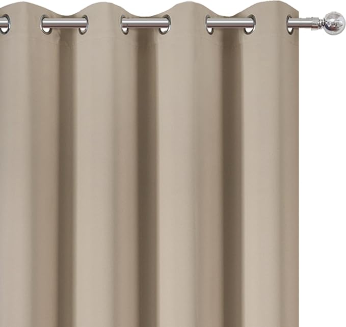Blackout Curtains 66 x 54 Inch Long Khaki Curtains Set of 2 Panels Room Darkening Curtains for Bedroom and Living Room