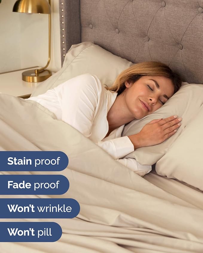 CGK Unlimited Extra Deep Flex Top Split Head King Sheet Set - 6 Piece Breathable and Cooling Sheets - Hotel Luxury Bedding for Women, Men, Kids & Teens - Easy Secure Fit - Extra Deep Pockets - Wheat