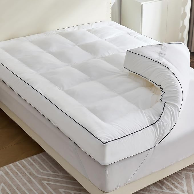 4 Inch Memory Foam Mattress Topper Queen for Back Pain Relief, Extra Soft Pillow Top Mattress Topper, 2000GSM Fluffy Shredded Memory Foam Filled