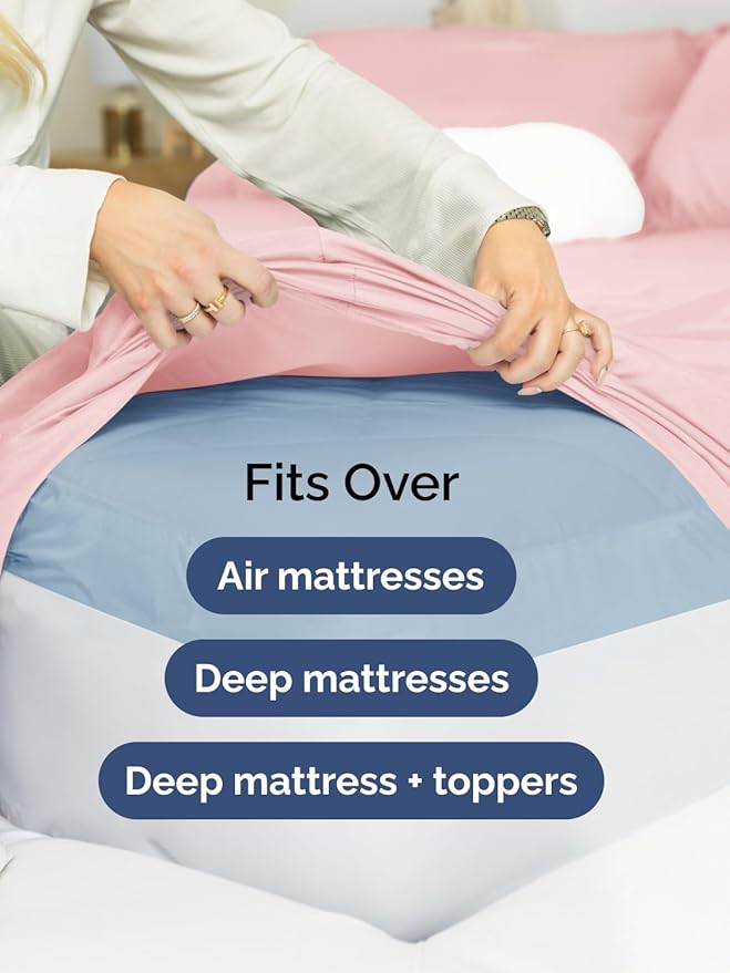 Extra Deep Queen Sheet Set - 4 Piece Breathable Cooling Sheets - Baby Pink | Easily Fits 18 to 24 inch Mattress - Ultra Soft, Wrinkle & Fade Free with Extra Deep Pockets - Comfy Hotel Luxury Bedding