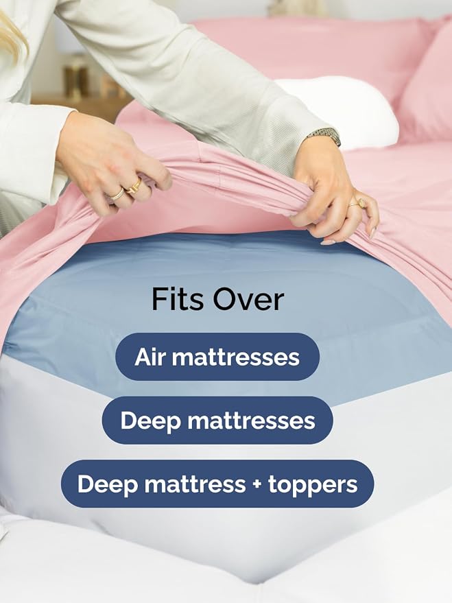 Extra Deep Full Sheet Set - 4 Piece Breathable & Cooling Sheets - Baby Pink | Easily Fits 18 to 24 inch Mattress - Ultra Soft, Wrinkle & Fade Free with Extra Deep Pockets - Comfy Hotel Luxury Bedding