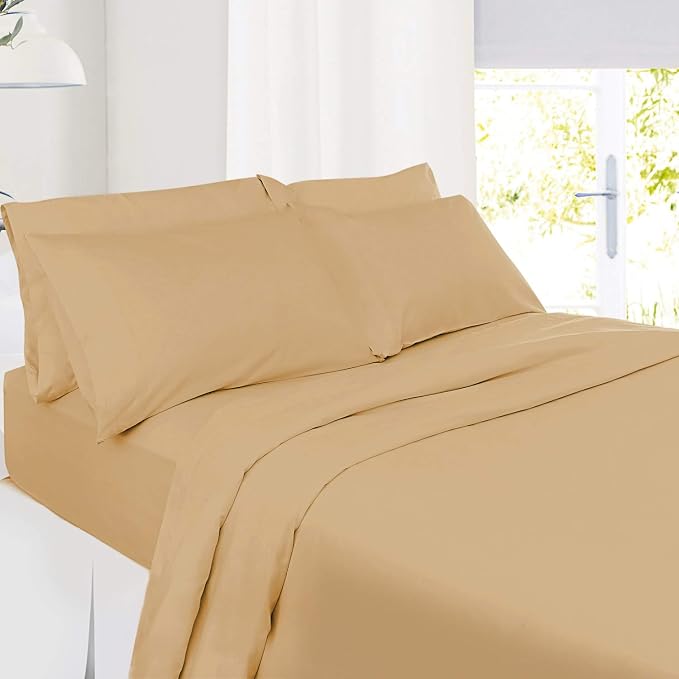 Hearth & Harbor Extra Deep Pocket Sheets - Fits Mattress 18-24 Inches Deep - Extra Deep Pocket California King Size - 6 Piece Cal King Sheets - Cal King, Camel