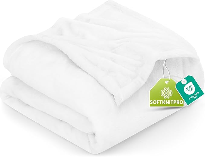 Utopia Bedding Ultra Soft Fleece Bed Blanket Queen Size White (90x90 Inch) | Microfiber Plush Warm Lightweight Breathable Cozy Blanket Anti-Static, All Season Use, Gift for Women and Men