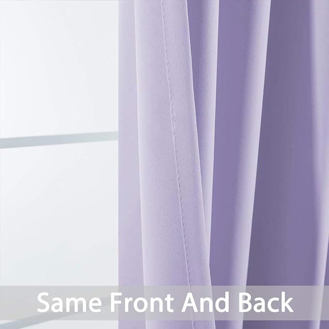 Yakamok Room Darkening Curtains 52x63 inch Length Lilac-Living Room | 2 panels,grommet blackout window treatment,thermal insulated,light blocking drapes,privacy protection,bedroom dining room