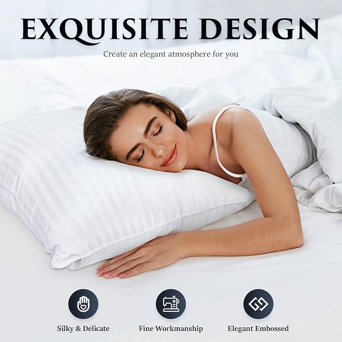 COZSINOOR Bed Pillows for Sleeping Queen Size Set of 2 | Hotel Quality Breathable Cooling Down Alternative Microfiber Filled for Back, Stomach, Side Sleepers Skin-Friendly