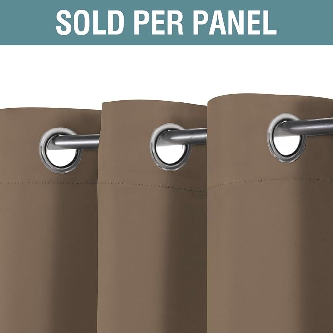 H.VERSAILTEX Blackout Curtain for Living Room Thermal Insulated Window Treatment Curtain Extra Long 63 inch Length Energy Saving Solid Grommet Top Blackout Drape, One Panel, Macchiato, 52" W x 63" L
