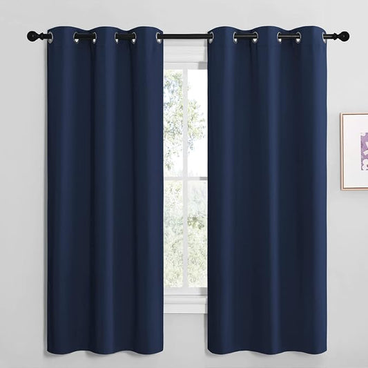 NICETOWN Navy Blackout Curtains for Kid's Room 42" Wide x 68" Long 2 Panels | All Season Thermal Insulated Solid Grommet Top Draperies Drapes for Bedroom Living Room, Light Blocking Noise Reducing Decor