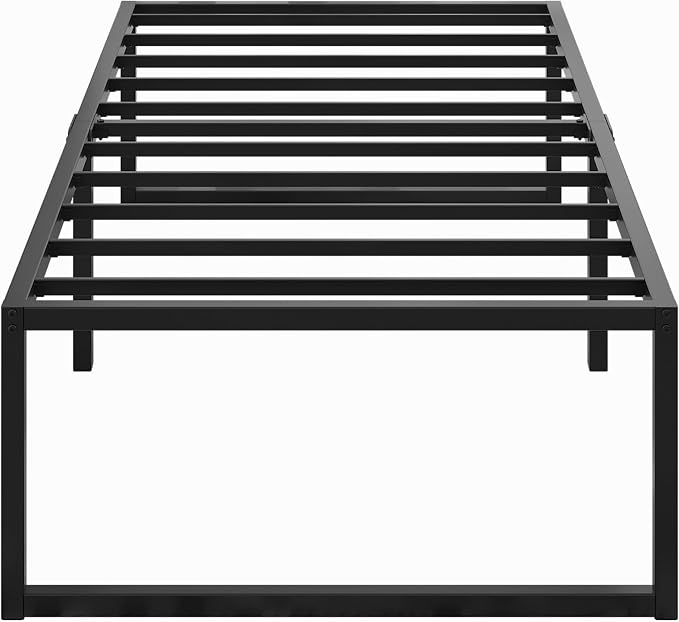 Lutown-Teen 18 Inch Twin XL Bed Frames with Fabric Bed Cover | Heavy Duty Sturdy Metal XL Twin Platform Bed Frame No Box Spring Needed, Noise Free, Easy Assembly, Black and Blue