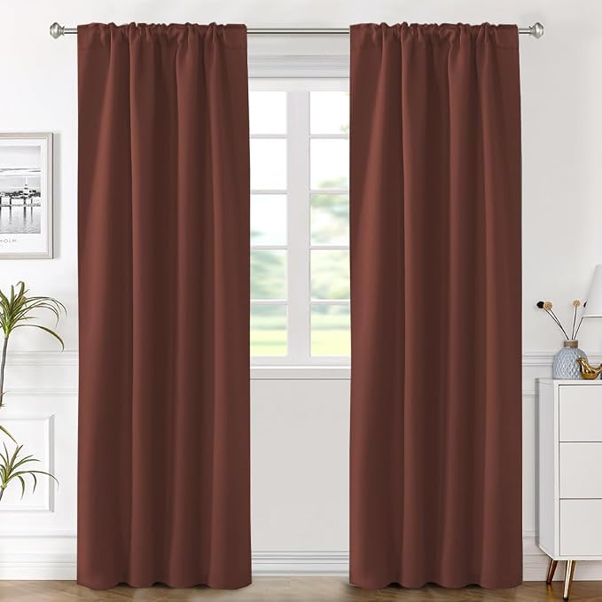 H.VERSAILTEX Blackout Curtains Thermal Insulated Window Treatment Panels Room Darkening Blackout Drapes for Living Room Back Tab/Rod Pocket Bedroom Draperies (2 Panels, Rust, 42 x 84 Inch)