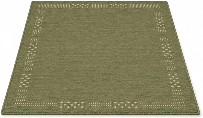 HAND KNOTTED LOOM WOOL ECO-FRIENDLY AREA RUGS - 10'x10', Square Shape, Green Color, Contemporary Modern Design, High Pile Thick Handmade Anti Skid Area Rugs for Living Room, Bed Room (L00530)