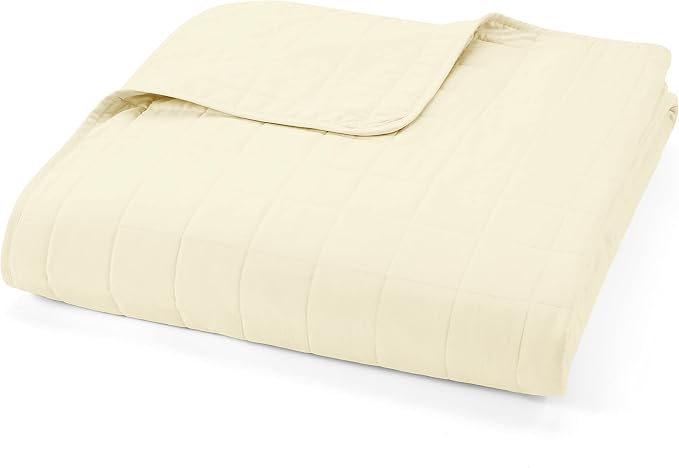 Merit Linens Classic Quilt Coverlet Soft Set in Square Stitching - Twin/TwinXL Yellow