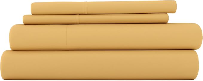 Linen Market Brushed Microfiber Twin Sheet Set 3 Piece – Oeko-TEX Certified Ultra Soft & Wrinkle-Free - 16" Deep Pocket Sheets - Easy Care Twin Size - Gold