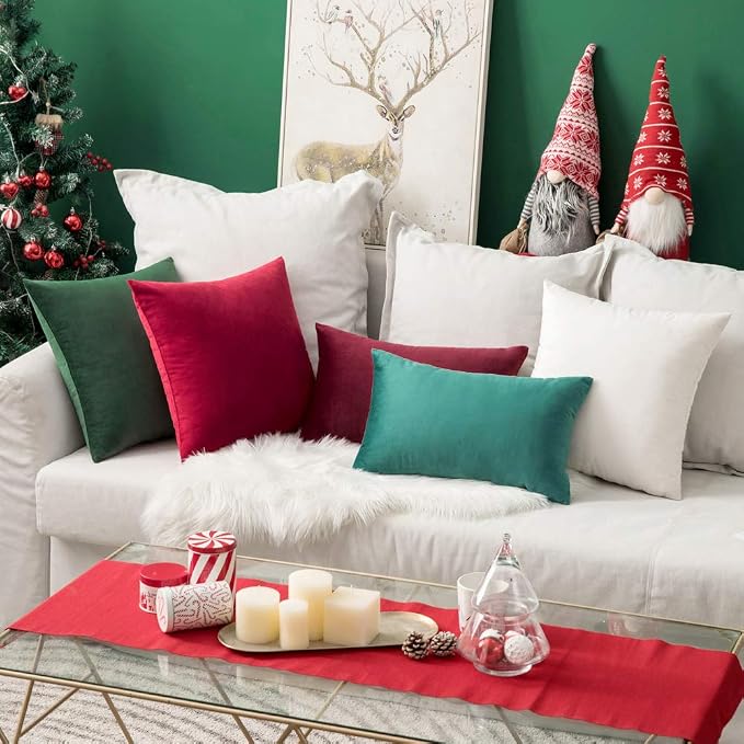 MIULEE 12x20 Inch Lumbar Velvet Throw Pillow Covers Pure White | Pack of 2 Soft Solid Decorative Pillow Covers, Modern Luxury Home Decor, for Chair Couch Sofa Bedroom Livingroom