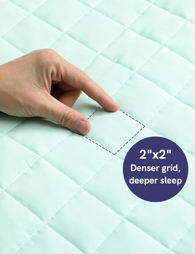 YnM 17lbs Weighted Blanket for Adults, Heavy Bed Throw Blanket with Cooling Glass Beads for All Season Use, Ideal for ~160lbs (60x80 Inches, Queen, Mint Green)