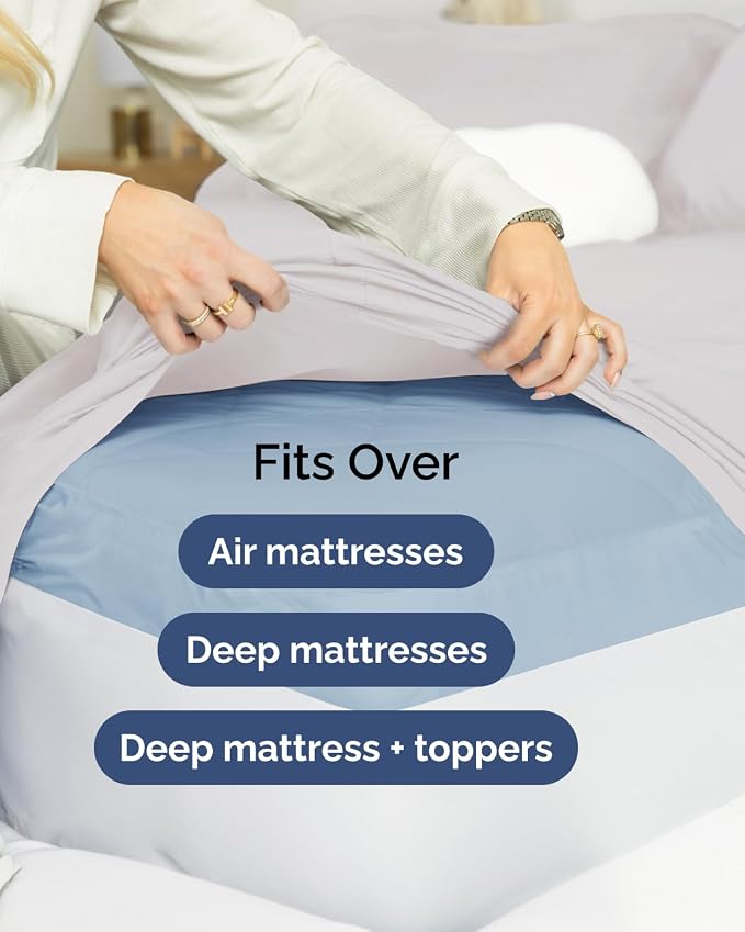Extra Deep Flex Top Split Head King Sheet Set - 6 Piece Breathable and Cooling Sheets - Hotel Luxury Bedding for Women, Men, Kids & Teens - Easy Secure Fit - Extra Deep Pockets - French Grey