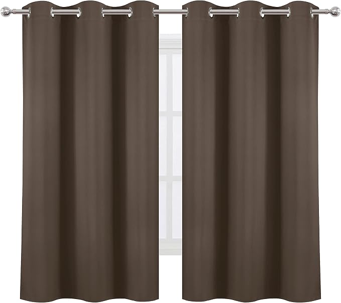 Chocolate Brown Thermal Blackout Curtains/38 x 63 Inch/Set of 2 Panels Room Darkening Curtains for Bedroom