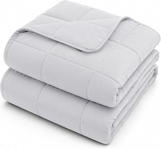 L'AGRATY Weighted Blanket for Adults 25lbs （Queen Size, 60"x80"） Cooling Heavy Blanket Microfiber Breathable Big Weighted Throw Blanket for Summer Fall Winter, Light Grey