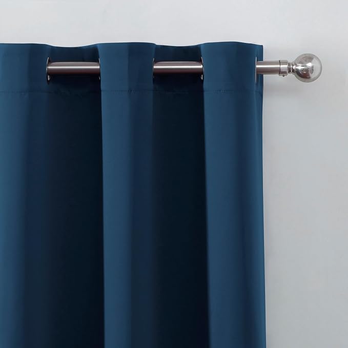 Blackout Curtains 52 x 120 Inch Long Navy Blue Curtains Set of 2 Panels Room Darkening Curtains for Bedroom and Living Room