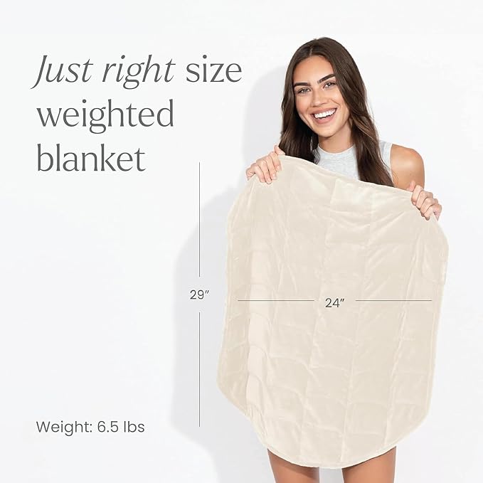 nodpod Body 6.5lb Patented Compact Weighted Blanket | Perfect for Relaxation, Lounging, Napping, Sleeping & Travel, Glass Bead Filled, Machine Washable, 29" x 24", Bone