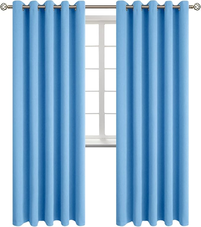 BGment Sky Blue Room Darkening Curtains 84 Inch for Living Room - 2 Panels | Grommet Top, Light-Blocking, Sunblock, Thermal Insulated, Window Drapes for Bedroom, 70x84 Inch