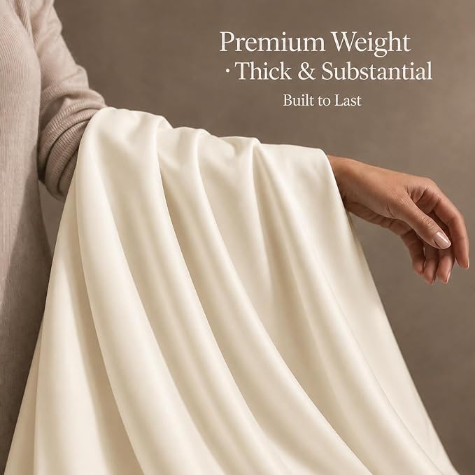 Egyptian Cotton King Size Sheets Set, Sateen Weave King Sheets Set - Ivory | 15" Deep Pocket Sheet & Pillowcases, 800 Thread Count, 4-Piece, Silky Soft & Naturally Cooling, OEKO-TEX Certified Bedding