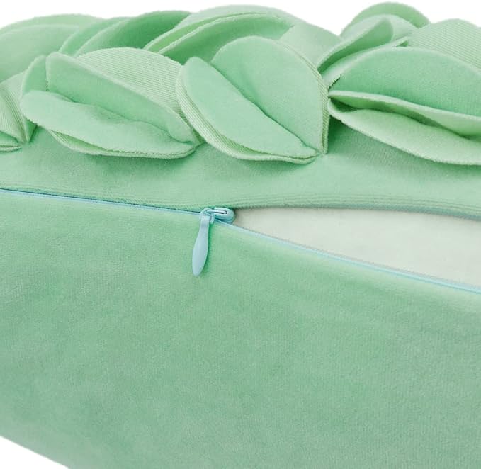 KINGROSE Luxury Solid 3D Flower Throw Pillow Cover, Mint Green, 12x20 Inch | Soft Velvet Pillowcase, Decorative Cushion Cover for Home Sofa Couch Bedroom Summer