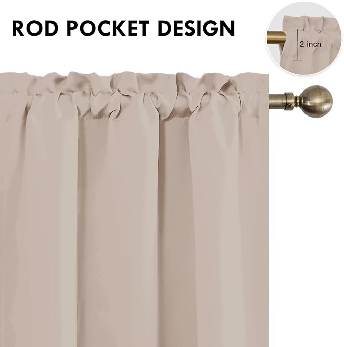 DWCN Blackout Curtains for Bedroom Living Room 38 x 54 Inch Long Camel | 2 Panels Set, Room Darkening, Thermal Insulated, Light Blocking, Rod Pocket Drapes, Noise Reducing Window Treatments