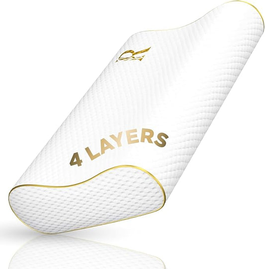 4-Layer King, Contour Pillow, Side Sleeper Pillow, Orthopedic Pillow, Neck Support Pillow, Pillow for Neck Pain, Pillow for Side Sleepers, CertiPUR-US