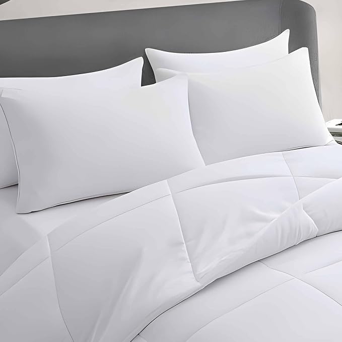 Ultra Thin Flat Soft Bed Pillows Queen Size Set of 2 Pack for Sleeping 20"x30", Hypoallergenic Skin Friendly Machine Washable