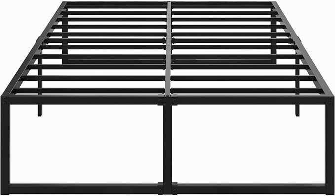 Lutown-Teen 18 Inch King Bed Frame with Heavy Duty Steel Slat Support | Sturdy Mattress Foundation, Metal Platform Beds No Box Spring Needed, Noise Free, Easy Assembly, Black