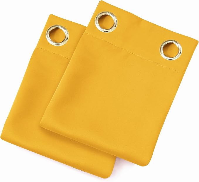Yellow Blackout Curtains 42 x 54 Inch Length Set of 2 Panels Grommet Bedroom Curtains for Living Room