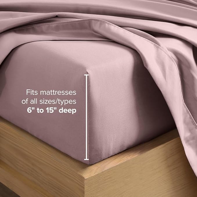 Bare Home Twin Sheet Set - 1800 Ultra-Soft (Twin, Mauve) | Deep Pockets 6 to 15 Inches, Breathable, Hypoallergenic, Hotel Luxury, Easy Fit, Soft, All-Season